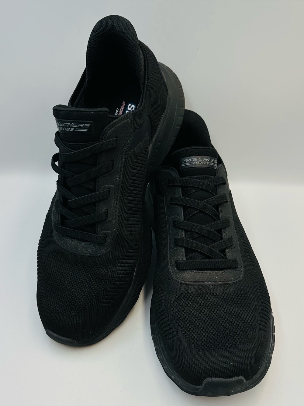 Bobs Skechers Slip ins Sport Squad Chaos Black Mens 10 Wide Fit Memory Foam